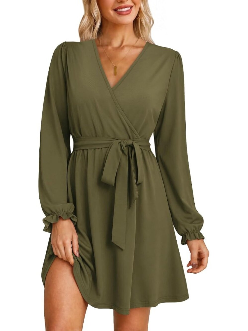 Elegant Women's Wrap V-Neck A-Line Dress for Fall Weddings